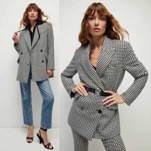 Veronica Beard Hutchinson Blazer Dickey Jacket Houndstooth Black/White Over